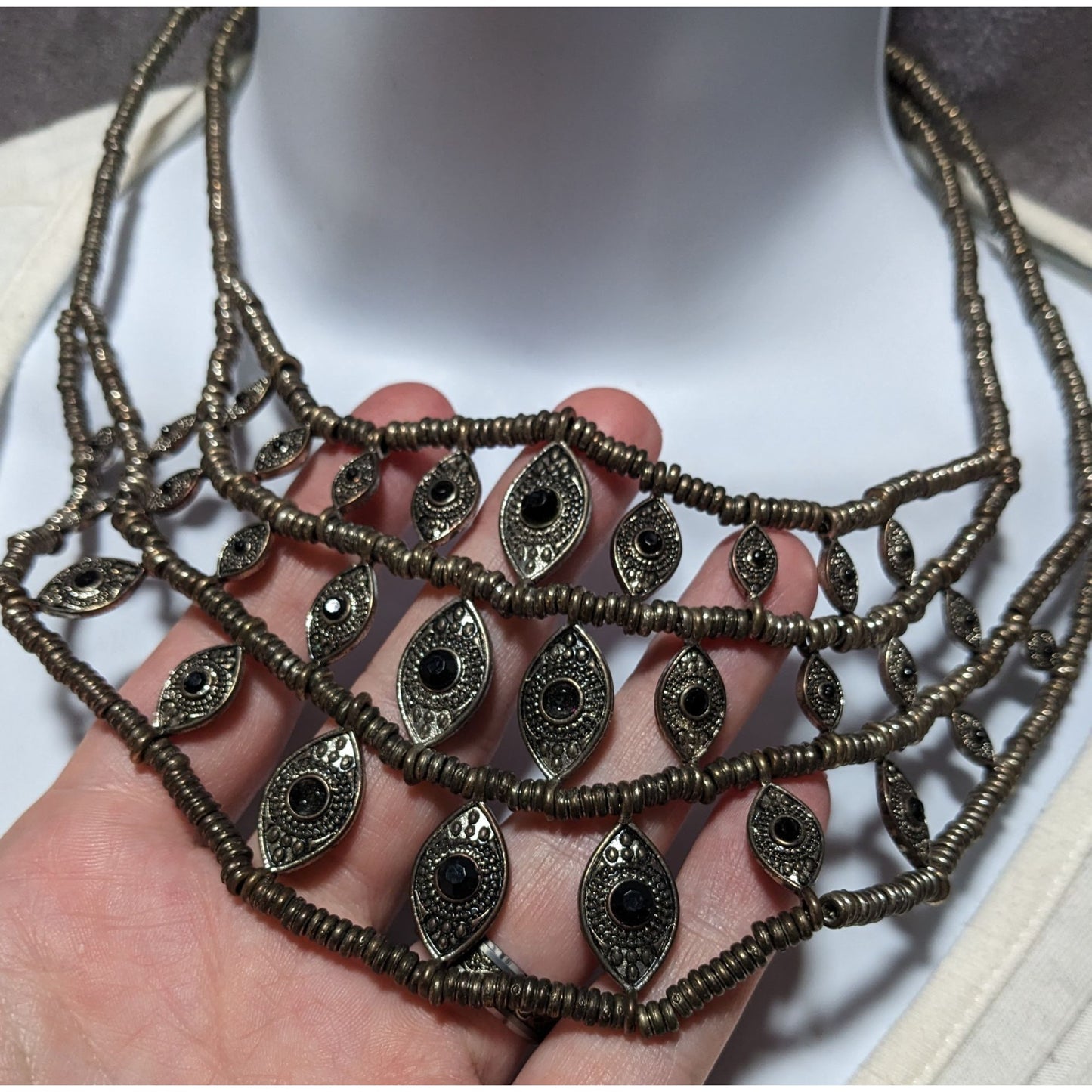 Silver Bohemian Bib Necklace