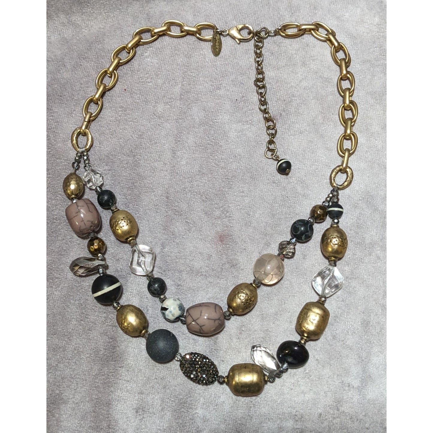 Chicos Brutalist Mixed Media Beaded Necklace