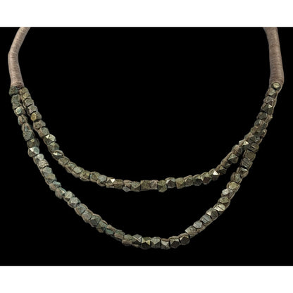 Rustic Grunge Thread Wrapped Metal Beaded Necklace