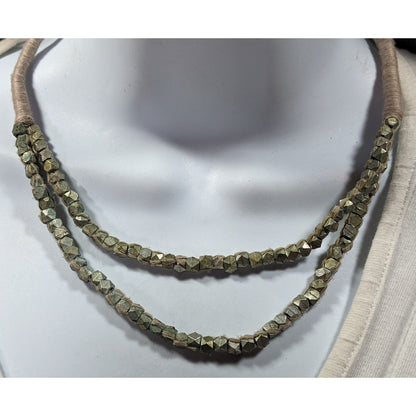 Rustic Grunge Thread Wrapped Metal Beaded Necklace