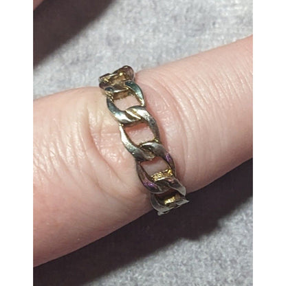 Silver Tone Chain Link Shaped Fashion Ring Size 8 1/2