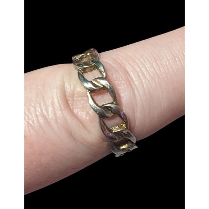 Silver Tone Chain Link Shaped Fashion Ring Size 8 1/2