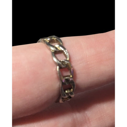 Silver Tone Chain Link Shaped Fashion Ring Size 8 1/2