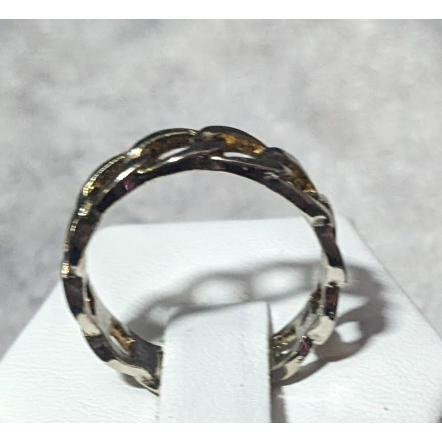 Silver Tone Chain Link Shaped Fashion Ring Size 8 1/2