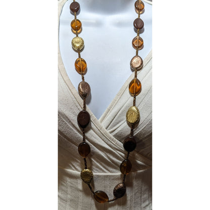 Retro Earthy Beaded Gold Dragon Egg Necklace