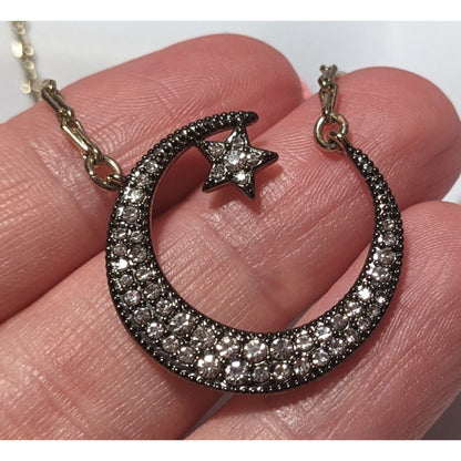 Stella & Dot Pave Moon Star Pendant Necklace