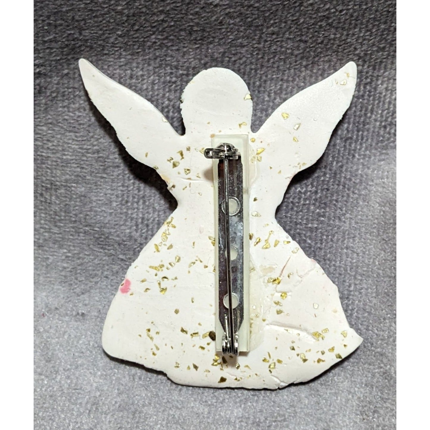 Gold Glitter Clay Angel Brooch