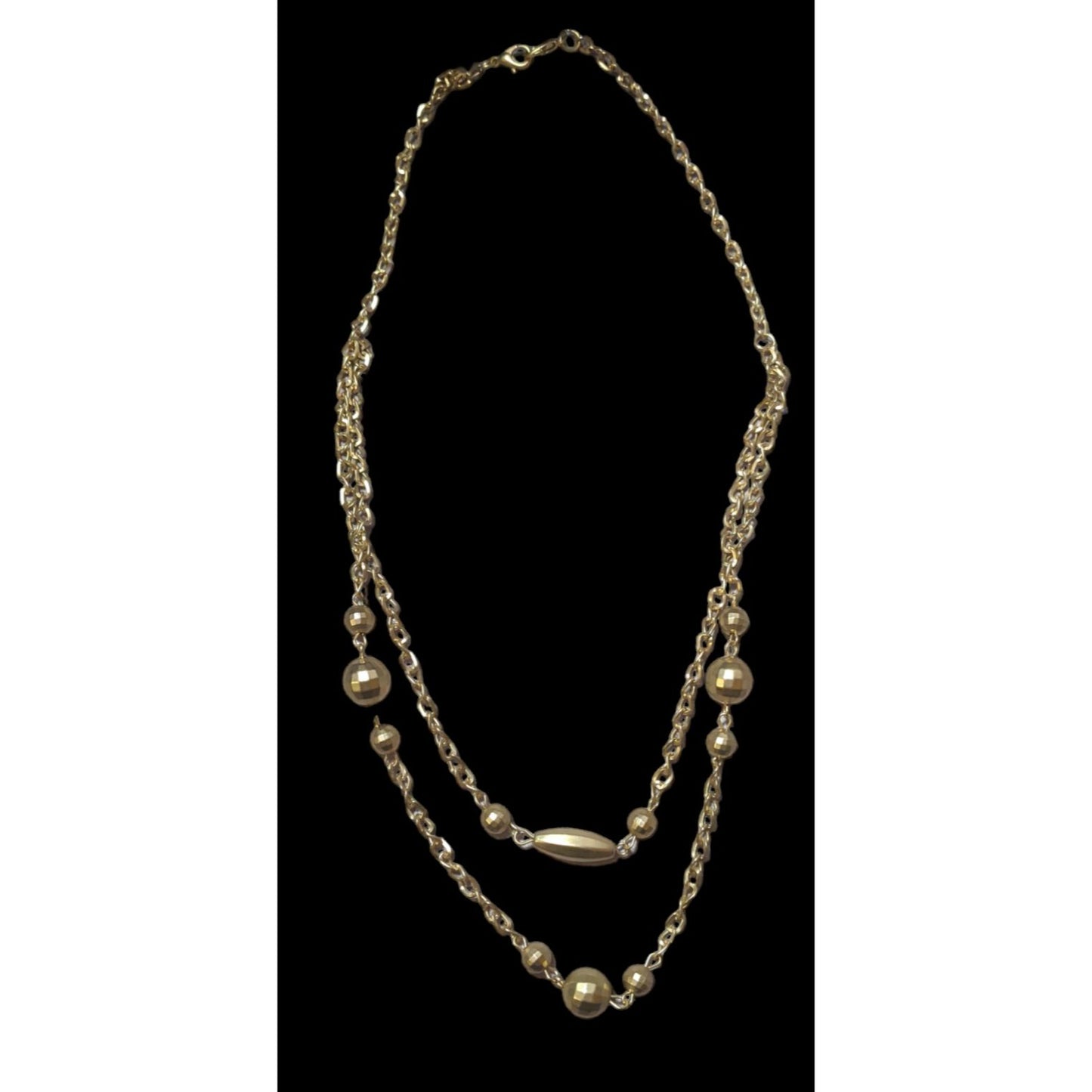 Multilayer Gold Beaded Chain Necklace