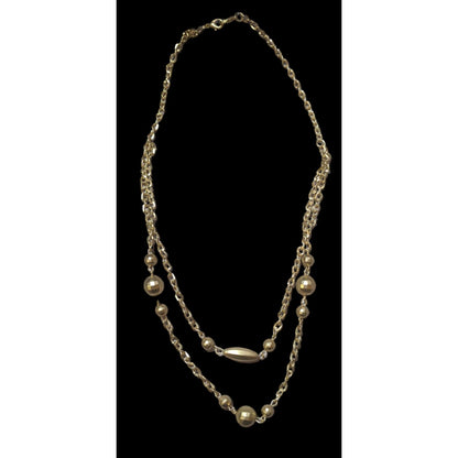 Multilayer Gold Beaded Chain Necklace