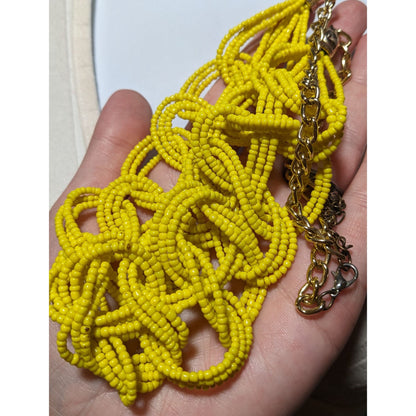 Braided Yellow Glass Seed Bead Necklace