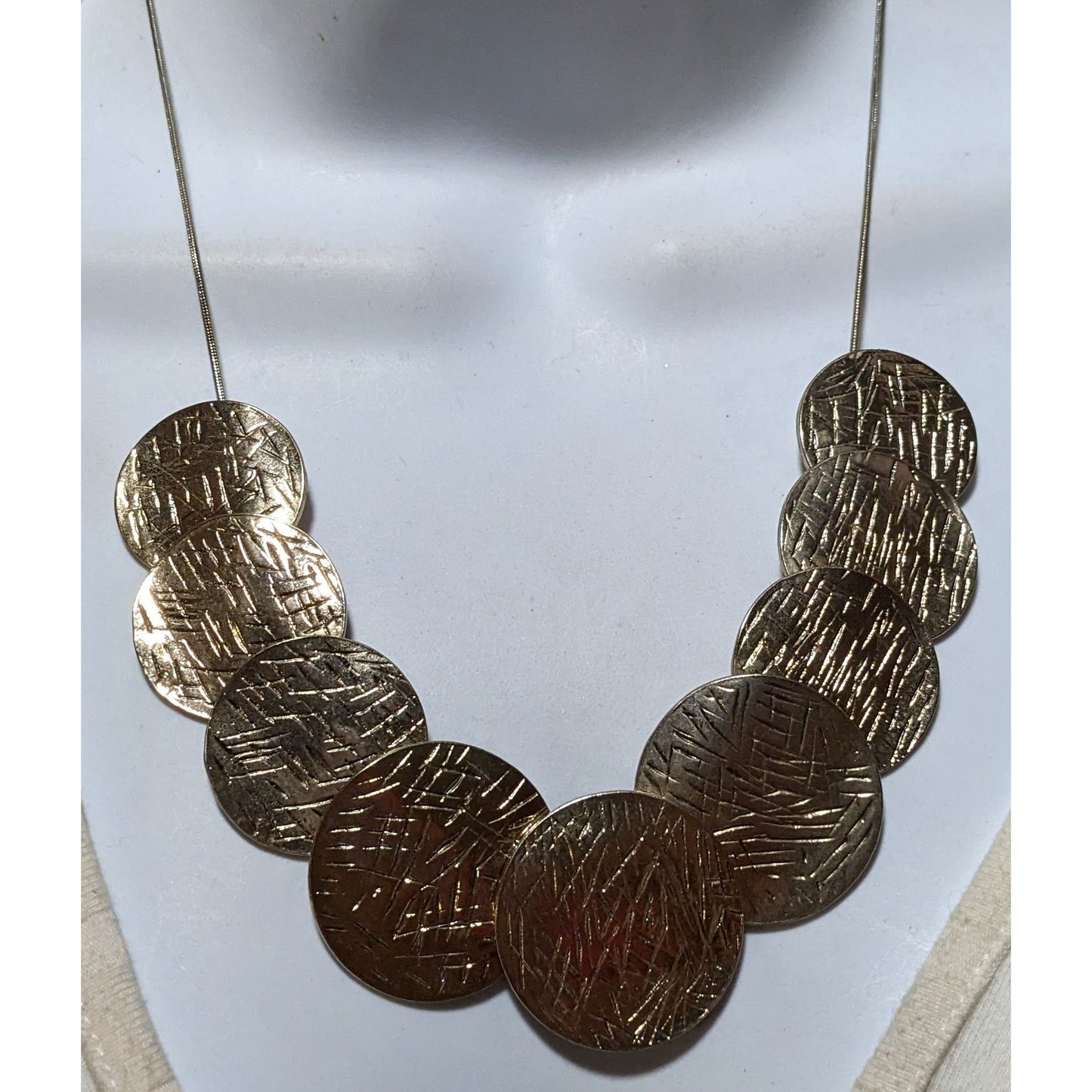 Modern Glam Erica Lyons Etched Gold Disc Necklace