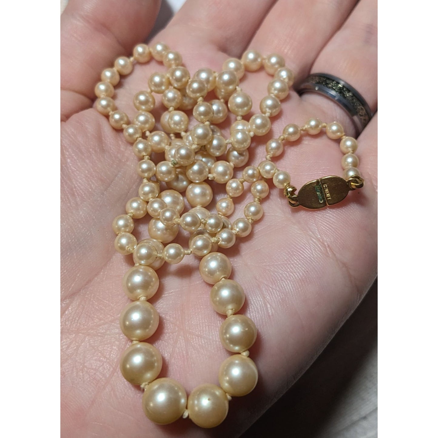 Vintage Monet Graduated Faux Pearl Necklace