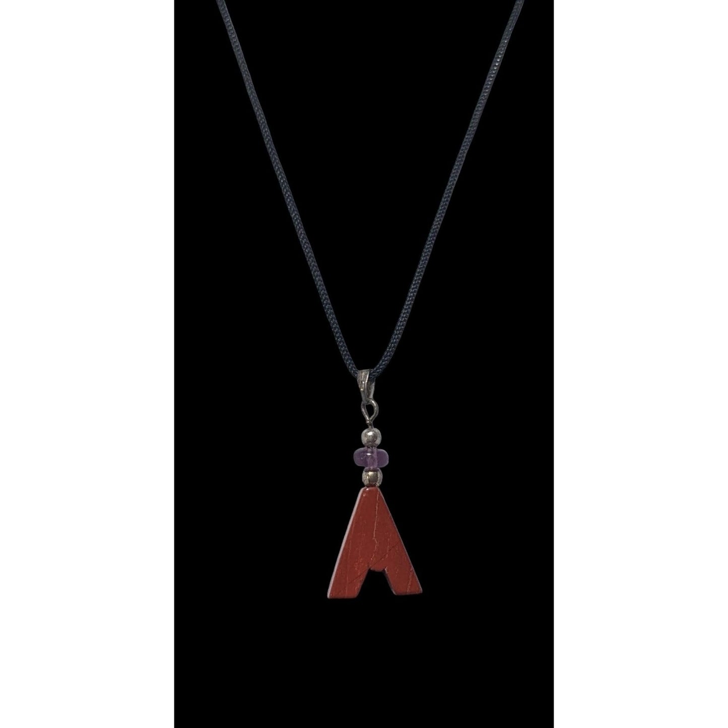 Red Jasper Minimalist Letter A Initial Necklace