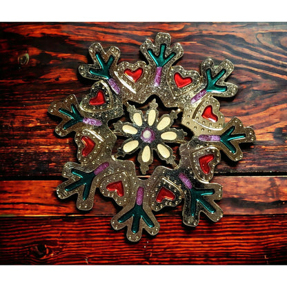 Rainbow Enamel Snowflake Brooch