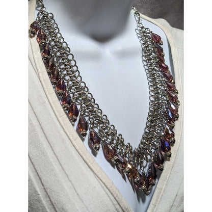 Oil Slick Glass Fringe Necklace