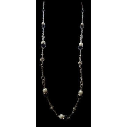 White House Black Market Pearl Black Glass Chain Necklace