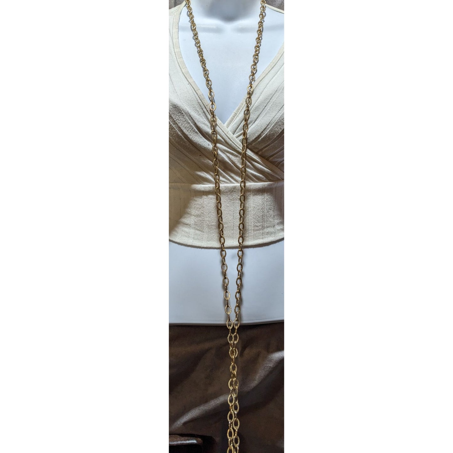 Textured Gold Chain Opera Length Necklace