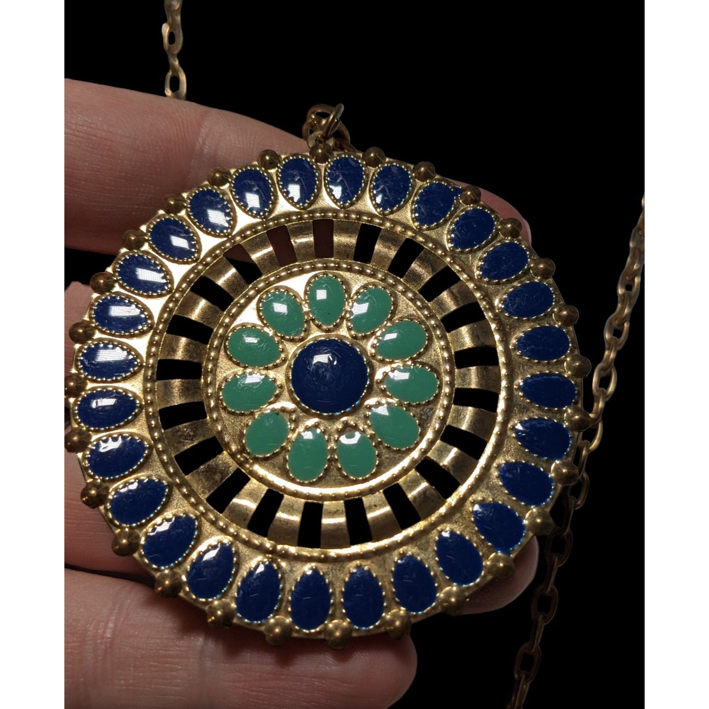 JS Collection Bohemian Enamel Medallion Necklace