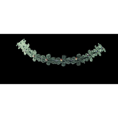 Turquoise Floral Lace Rhinestone Choker Necklace