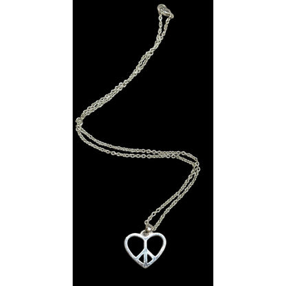 Silver Peace Heart Necklace