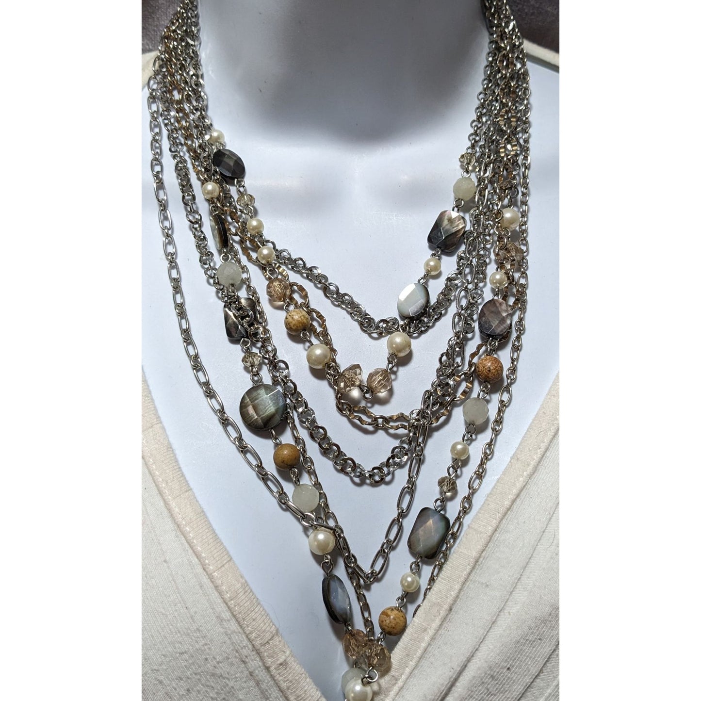 Multilayer Gemstone Chain Necklace