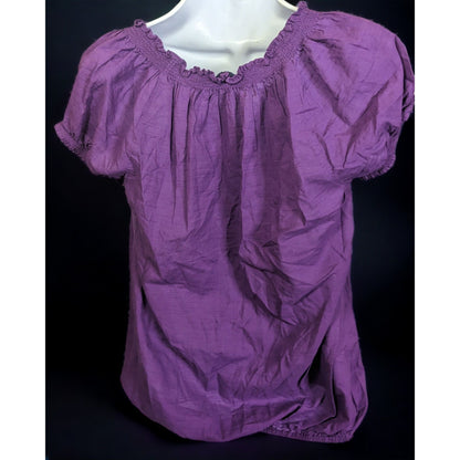 Faded Glory Purple Embroidered Peasant Top