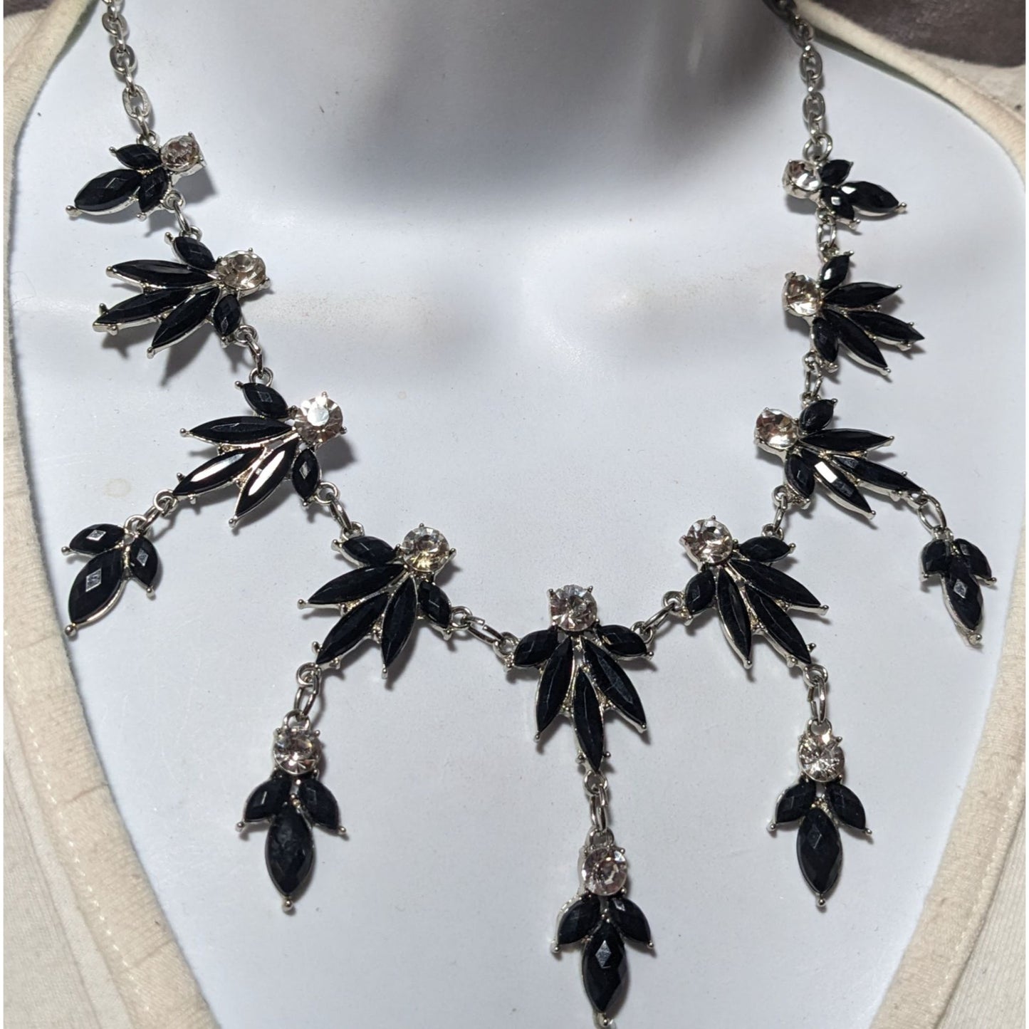 Charming Charlie Gothic Gemmed Fringe Necklace