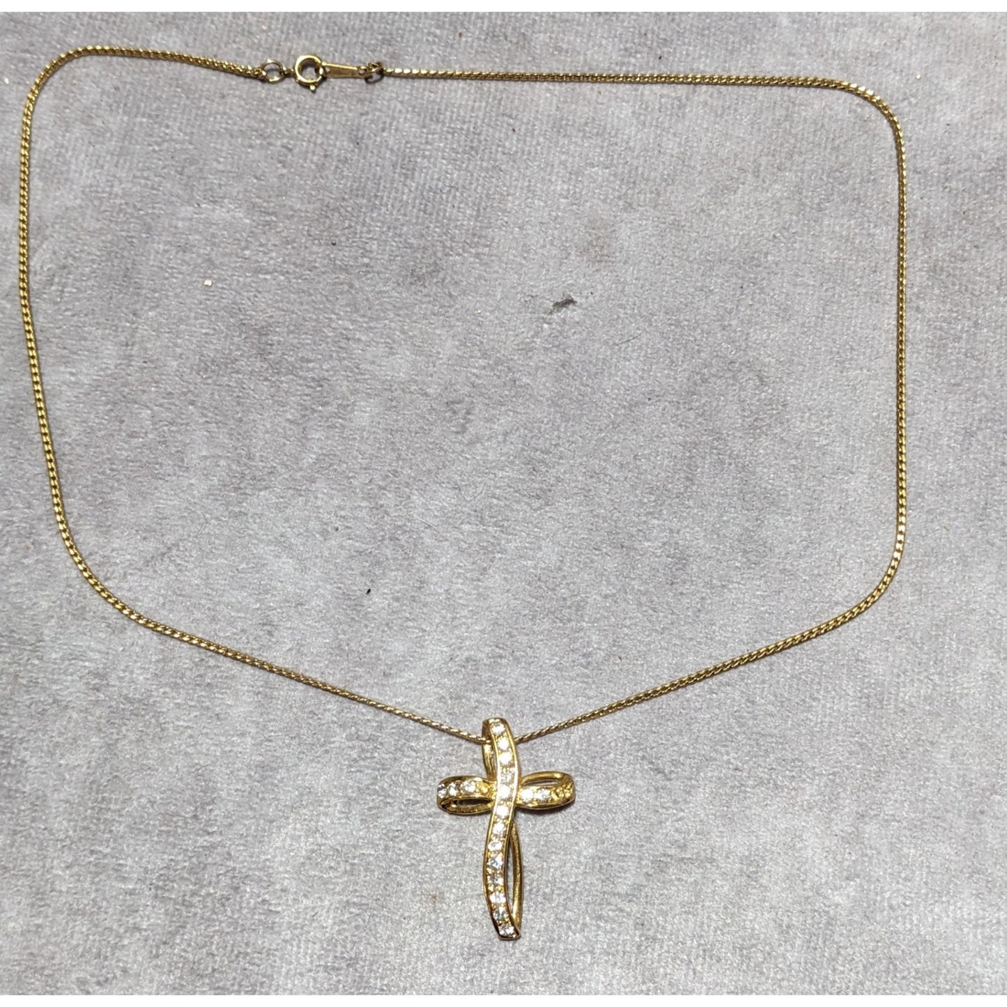 Avon Vintage Golden Gemmed Cross Necklace