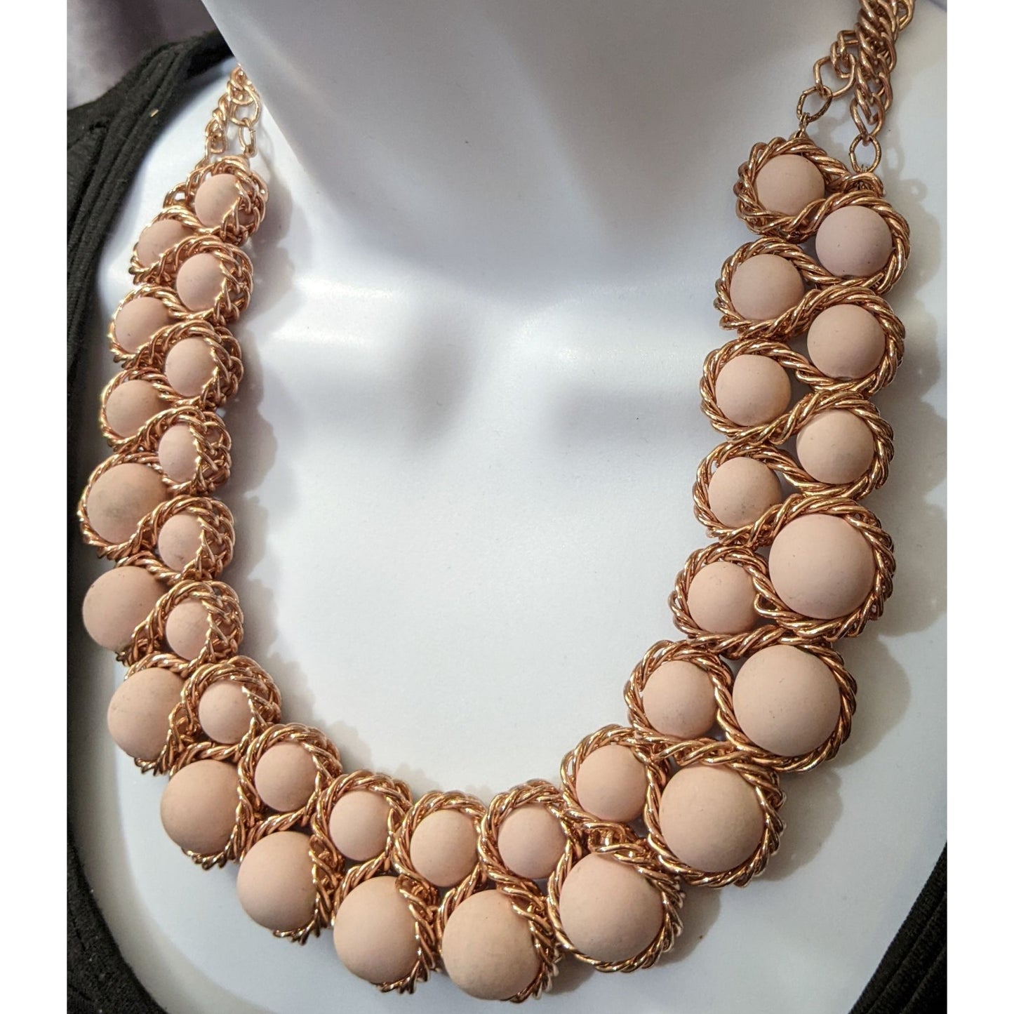 Pink And Rose Gold Bib Statement Necklace