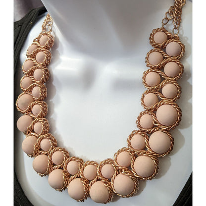 Pink And Rose Gold Bib Statement Necklace