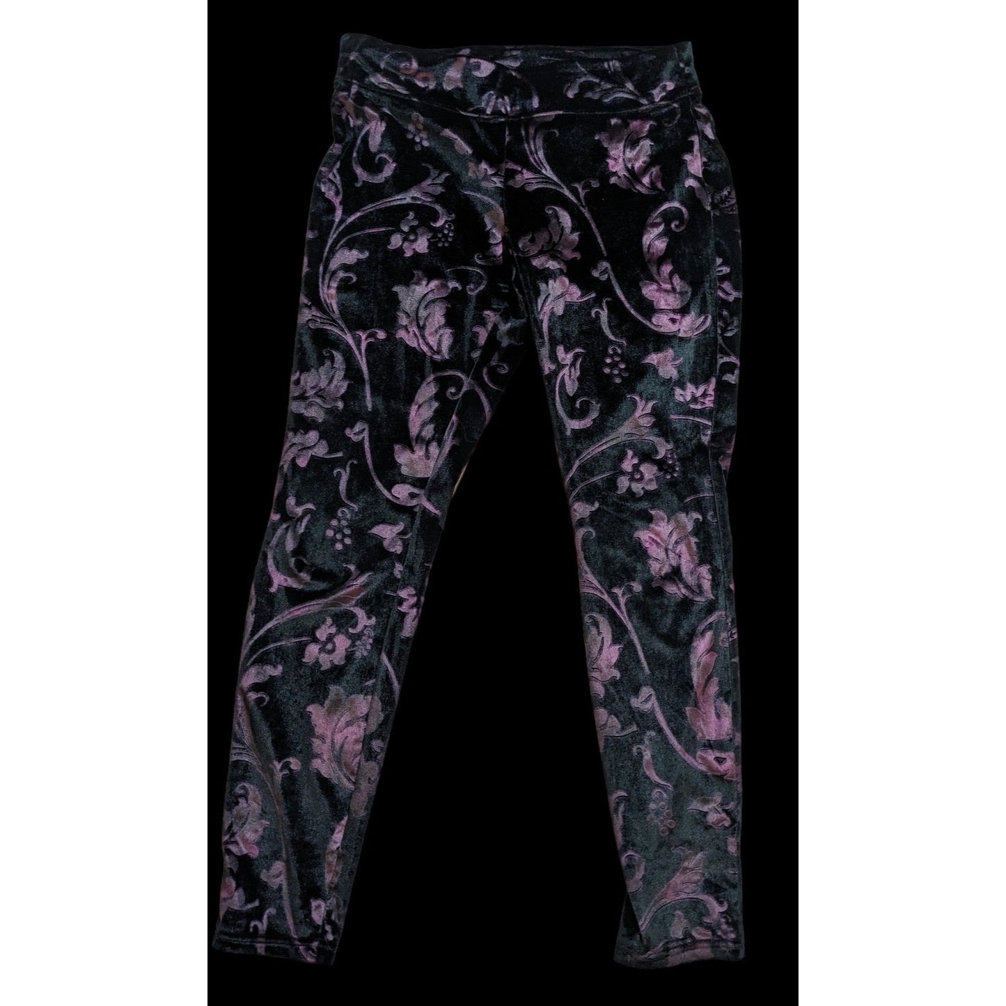 Hue Potent-Purple Juliet Floral Velvet Leggings