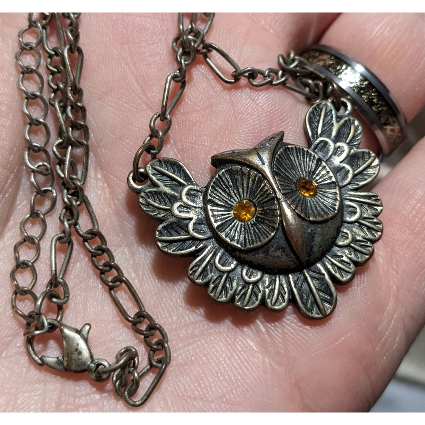 Steampunk Golden Eye Owl Necklace