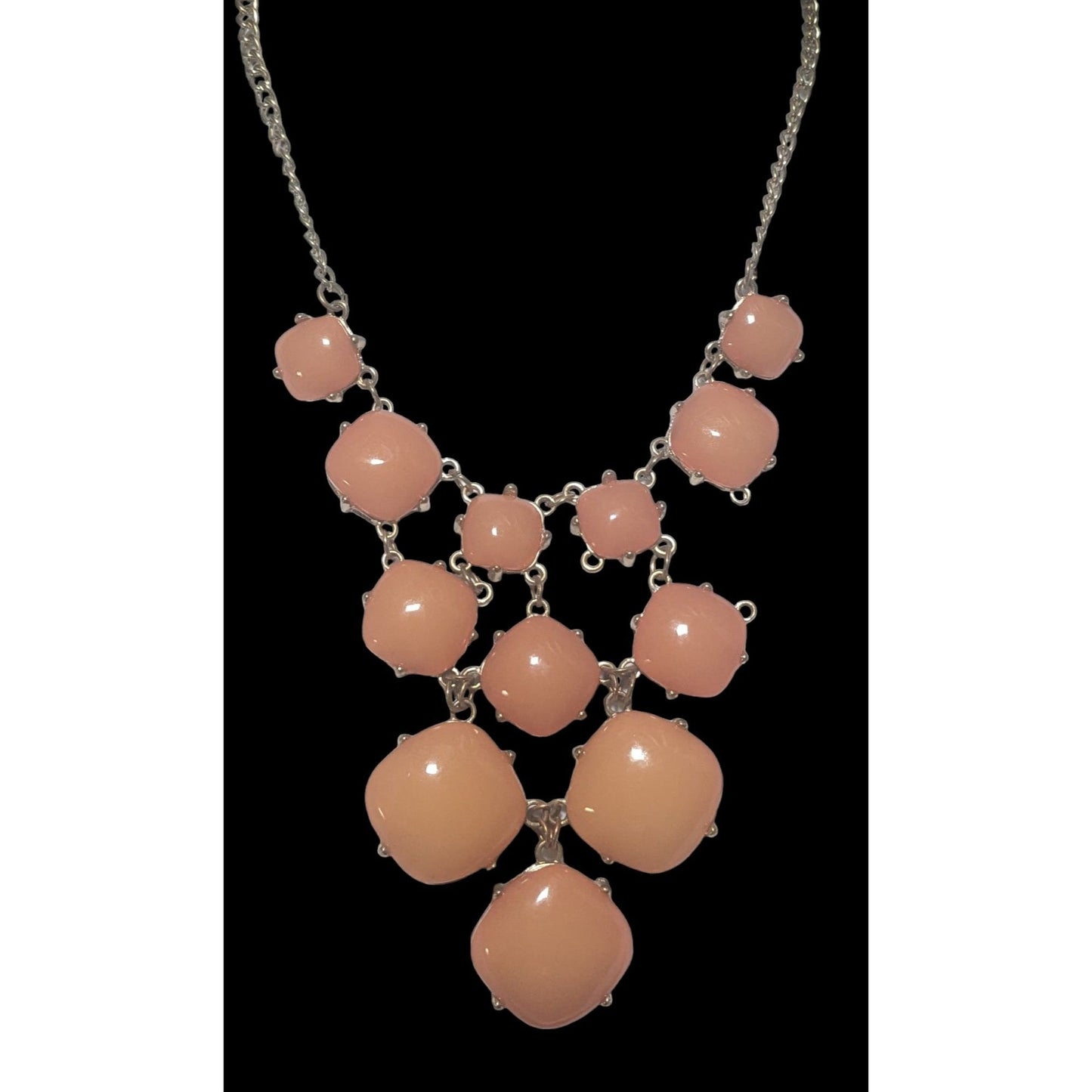 Peach Bubble Bib Statement Necklace With Gold Chain