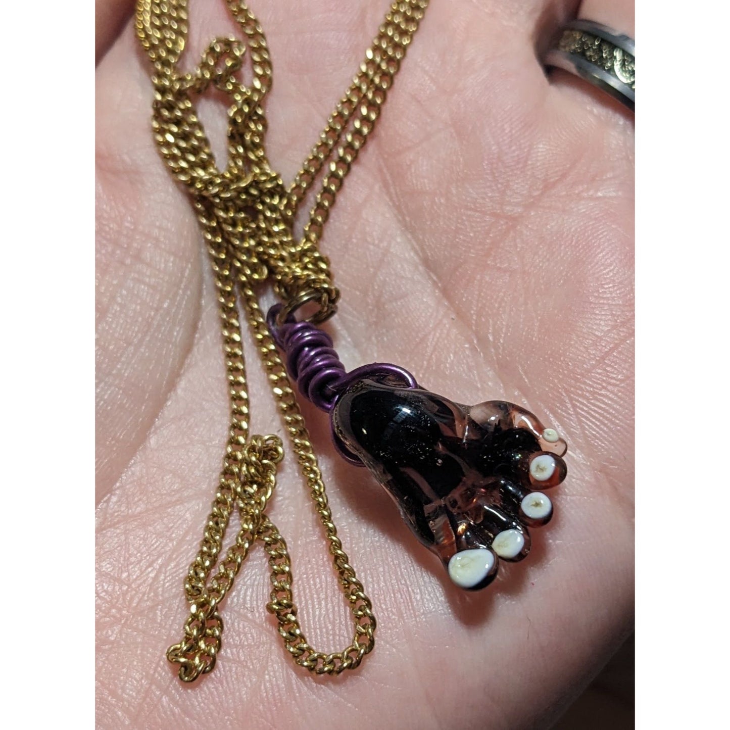 Purple Glass Foot Necklace