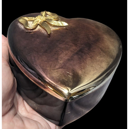 Vintage Anodized Silver Plated Heart Box