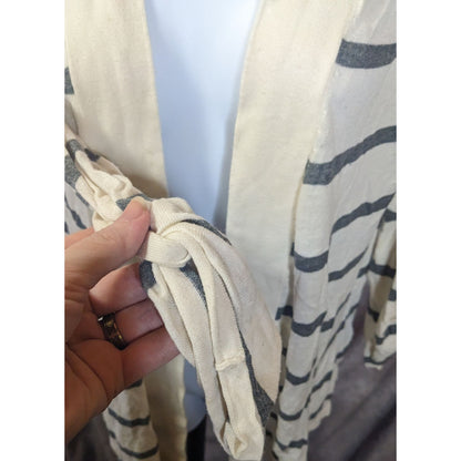 Express Grey And White Striped Cardigan