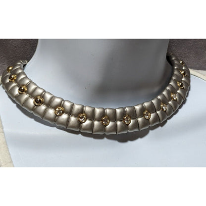 Silver Quilted Studded Necklace