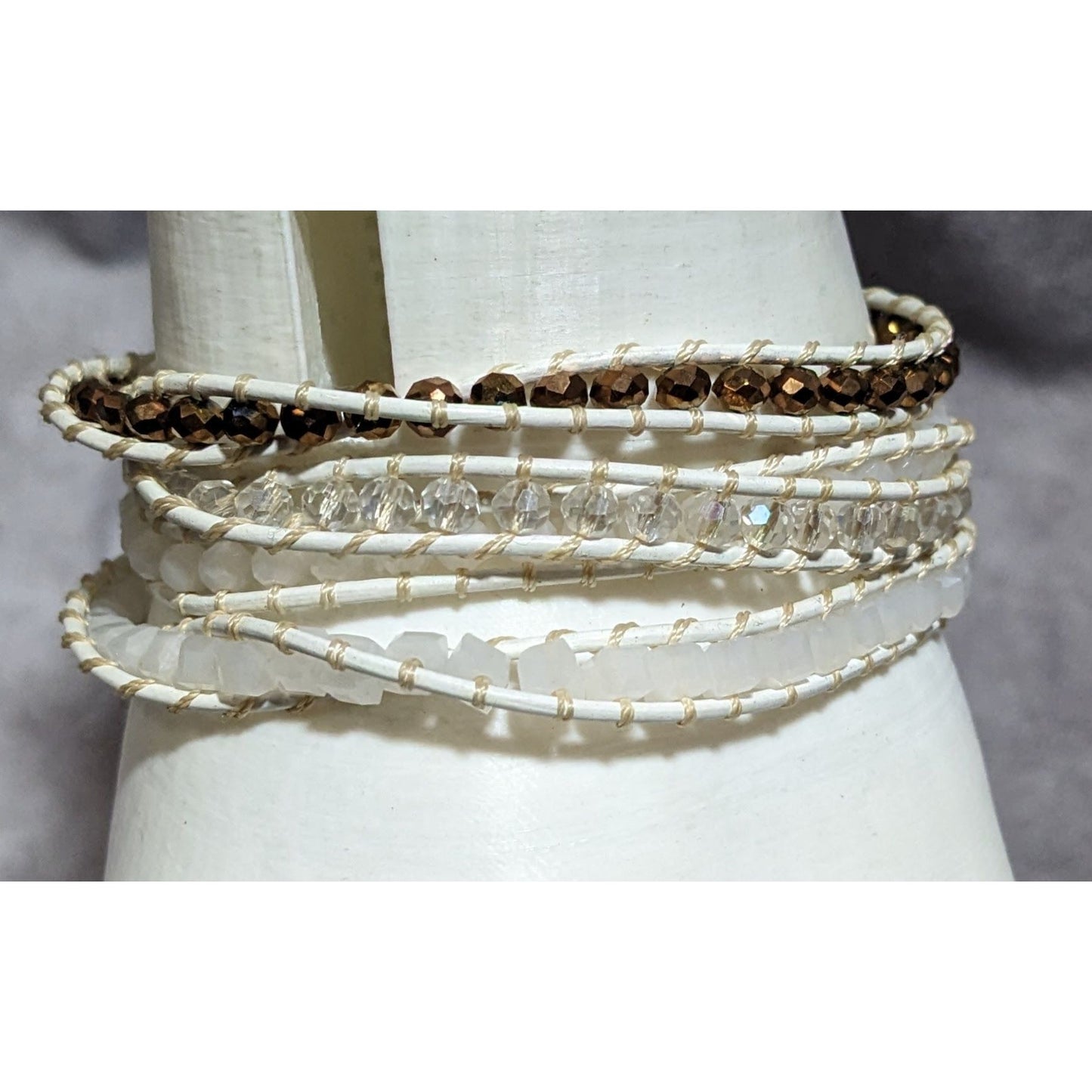 Victoria Emerson White Glass Beaded Wrap Bracelet