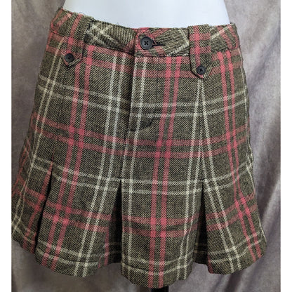 Cherokee Plaid Wool Pleated Skirt