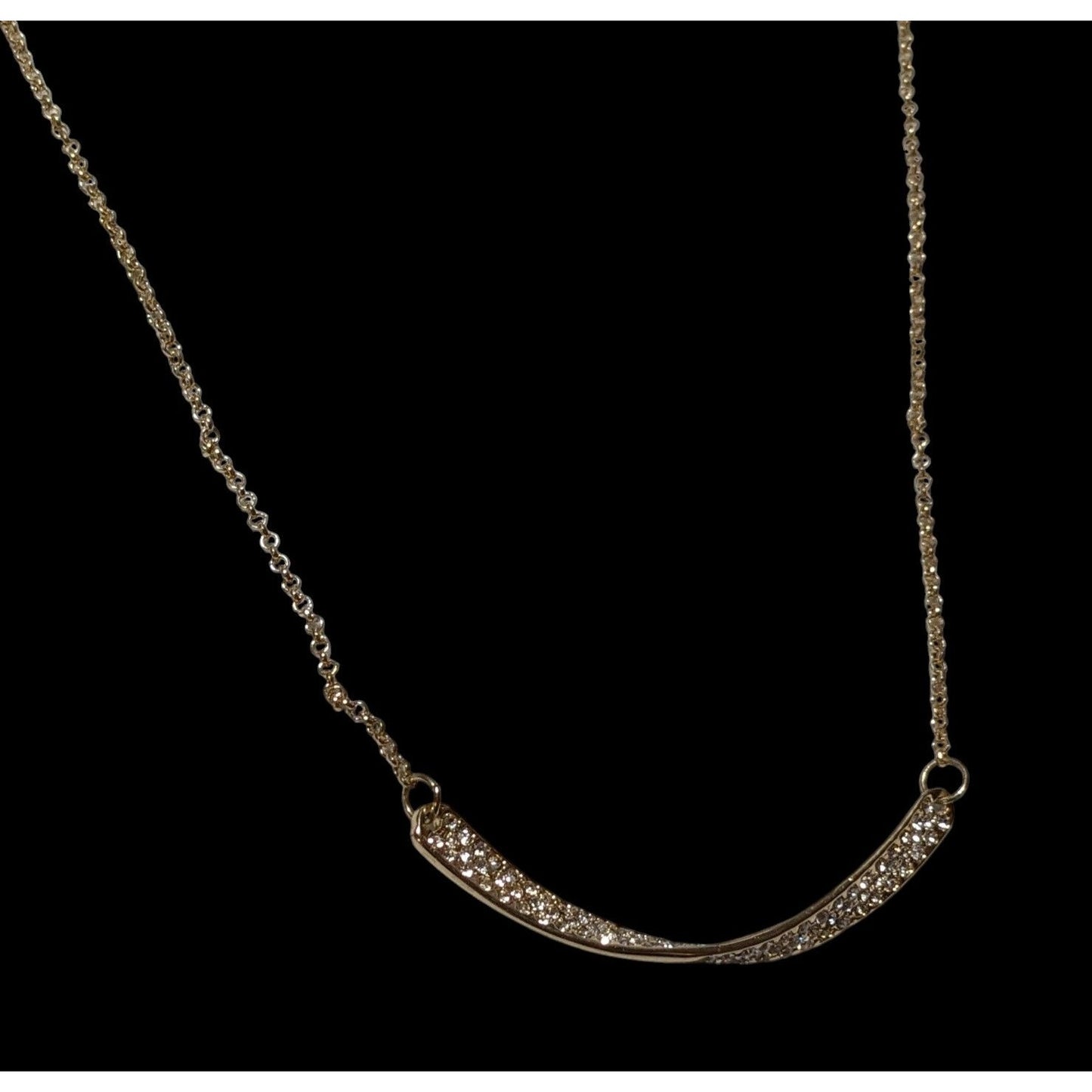 Sparkly Glam Gold Rhinestone Twisted Bar Necklace