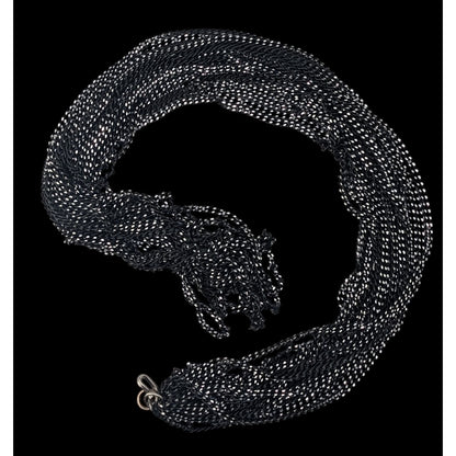 Glam Goth Layered Black Chain Necklace Statement Multi Strand Etched Silver Faceted Jewelry