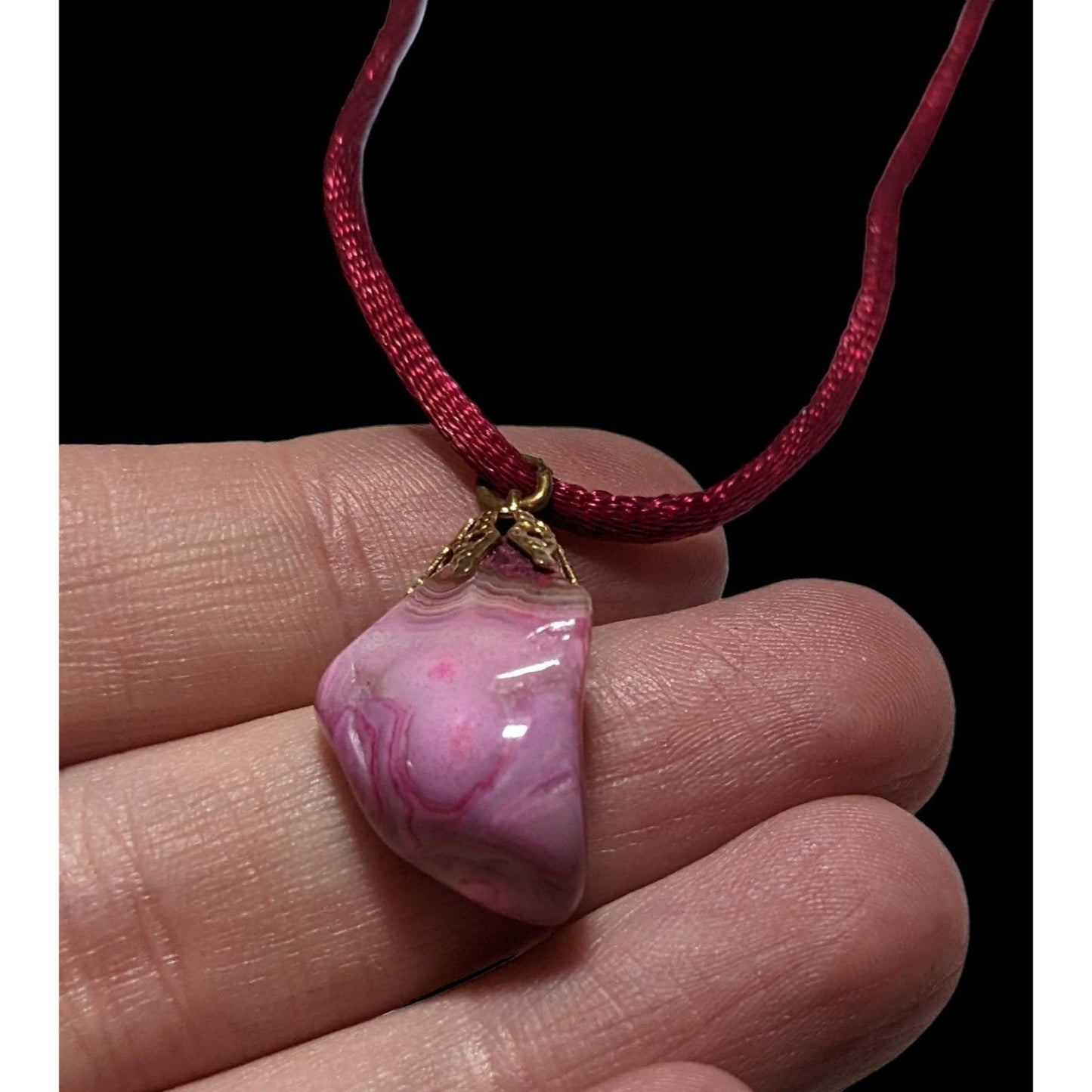 Dyed Pink Natural Agate Pendant Necklace