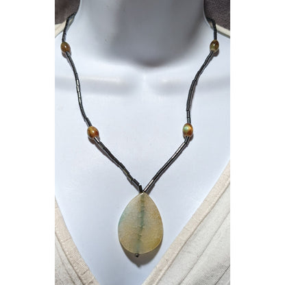 Hematite Agate Teardrop Necklace