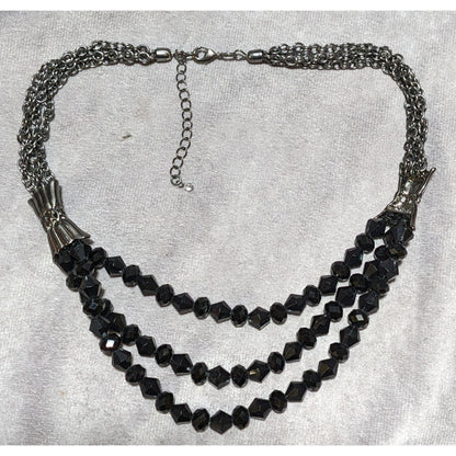 Glam Goth Multilayer Glass Beaded Necklace