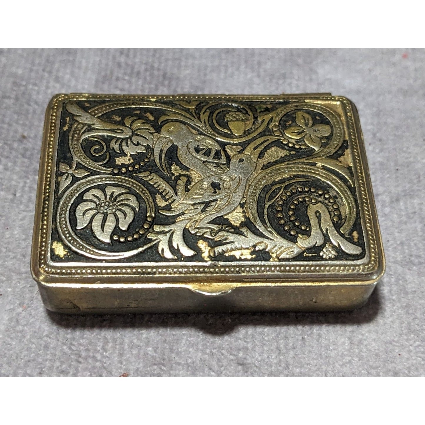 Vintage Floral Damascene Pillbox