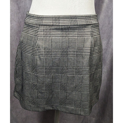 Newbury Kustom Retro Black And White Plaid Zipper Mini Skirt