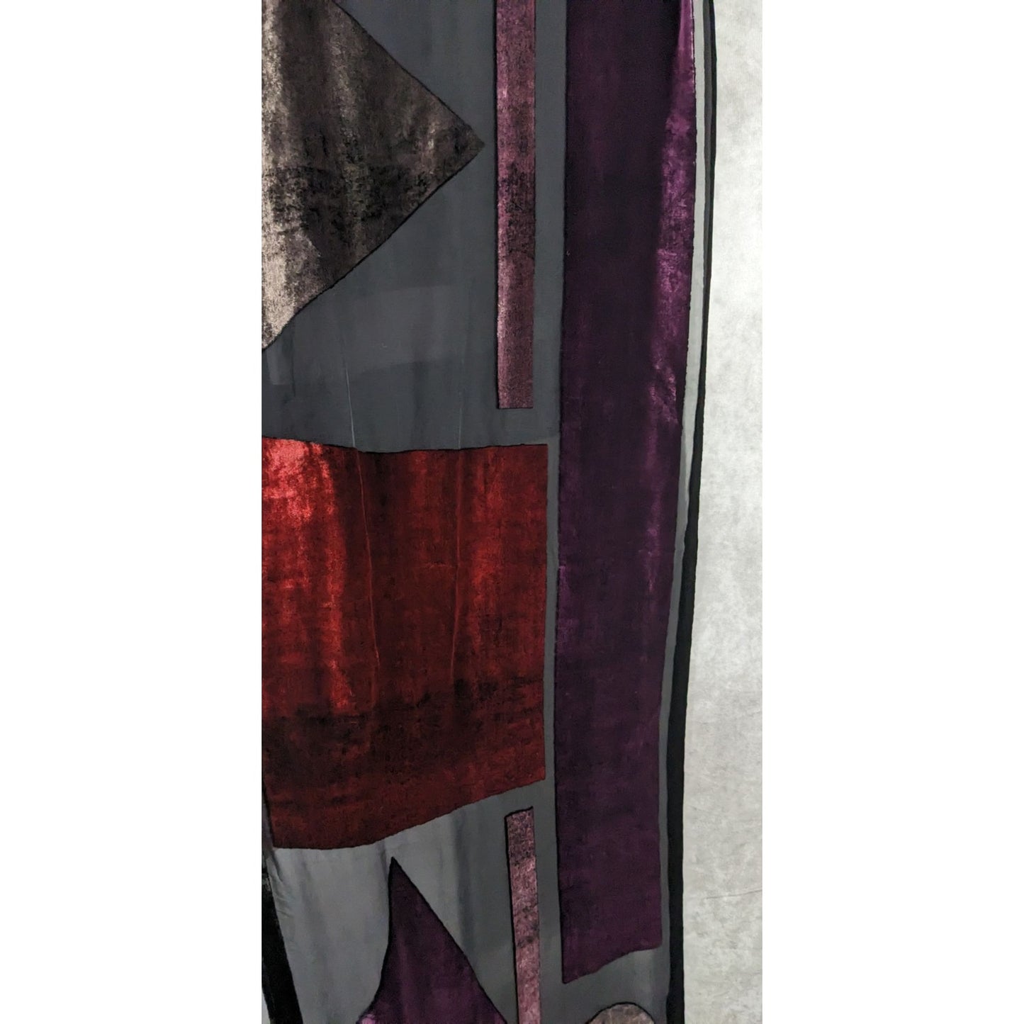 Vintage Burnt Velvet Geometric Jewel Tone Scarf/Shawl