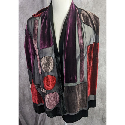Vintage Burnt Velvet Geometric Jewel Tone Scarf/Shawl