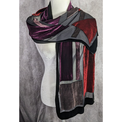 Vintage Burnt Velvet Geometric Jewel Tone Scarf/Shawl