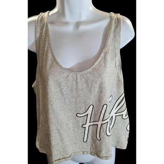 Tommy Hilfiger Cropped Oversized Tank Top Grey Preppy Sporty